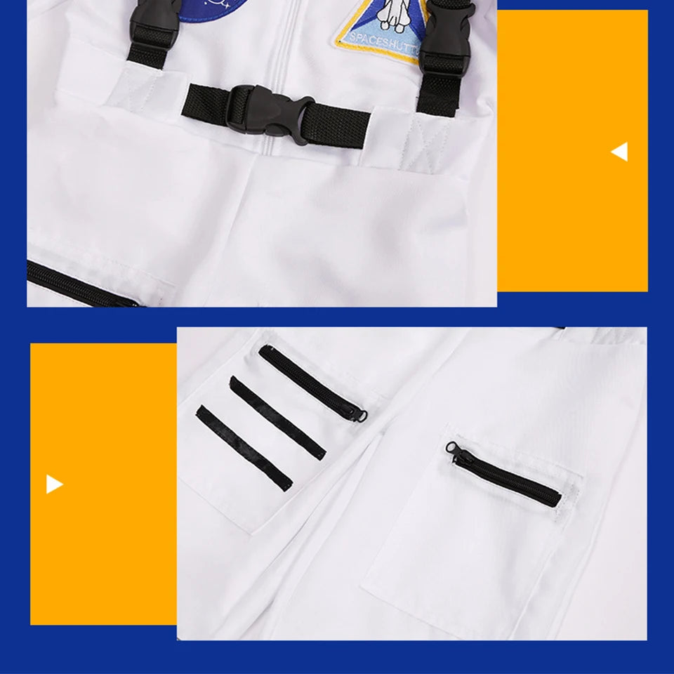 Kids Astronaut Costume Space Suit Halloween Cosplay Space Explorer Performance Book Week Costumes Children's Jumpsuit Spaceman Boys Girls