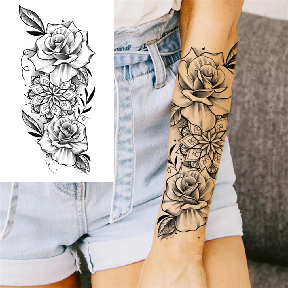 Large Peony Temporary Tattoos