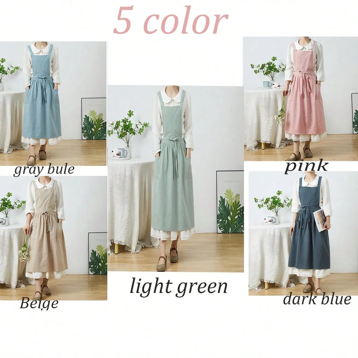 Maker's Apron Cotton Linen Gardening Kitchen Pinafore Aprons