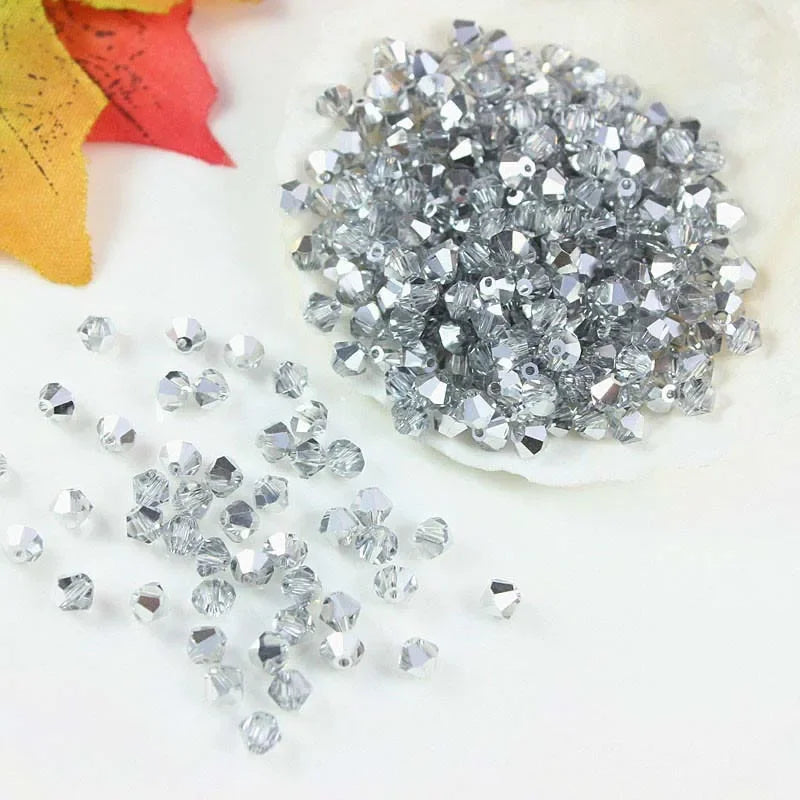 3/4/6mm Rainbow Austria Bicone Crystal Beads AB Colour Faceted Glass Beads for DIY Jewellery Making