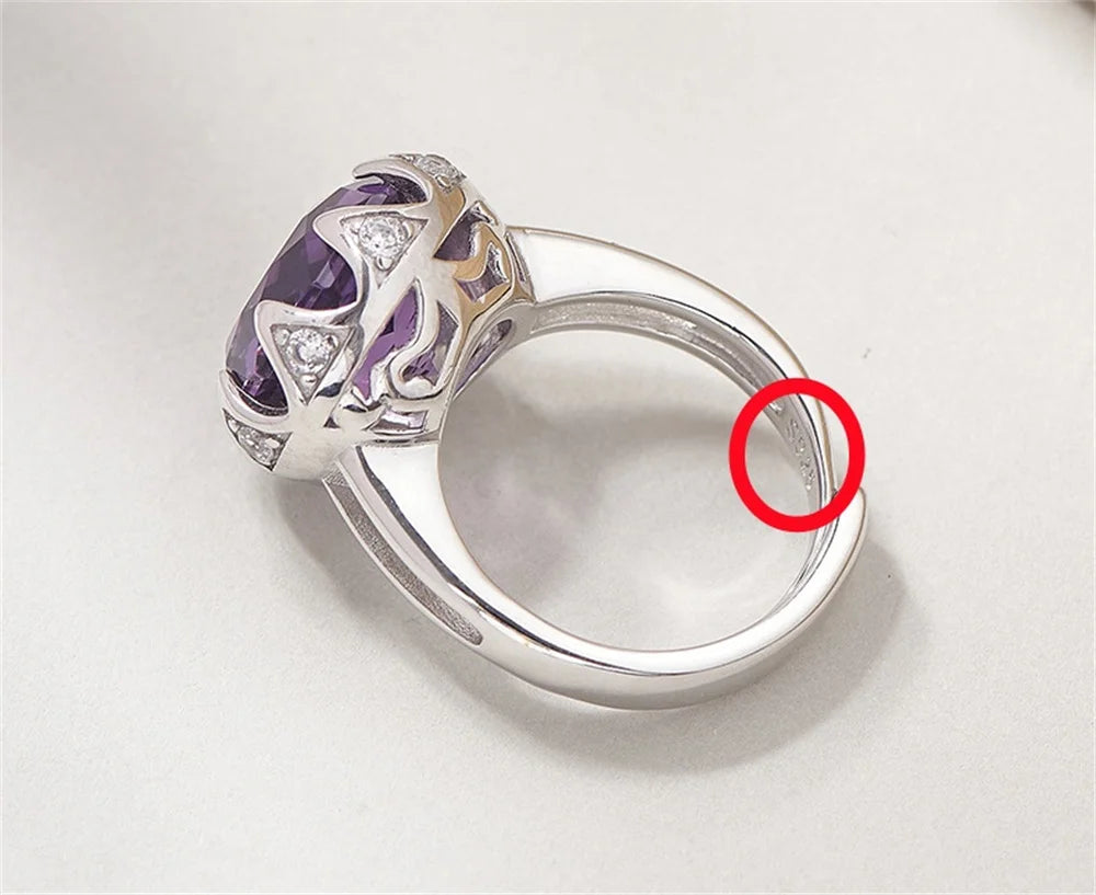 Nymphaea's Jewel S925 Sterling Silver Ring Natural Amethyst Morganite Zircon