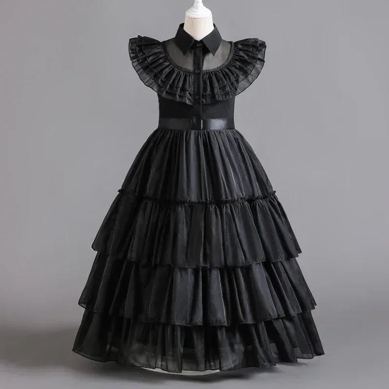 Wednesday Addams Cosplay Costume for Girls Halloween Book Week 3-12 Years