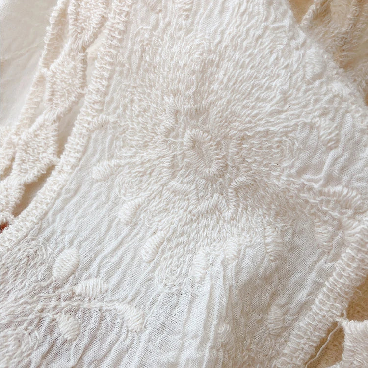 Faith's Cotton Linen Open Stitch Embroidered Summer Cover-Ups