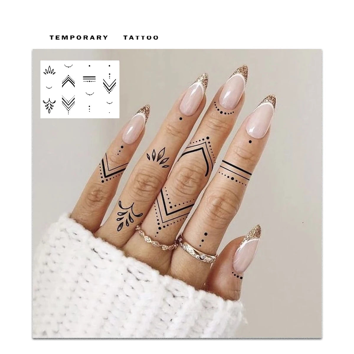 Henna Finger (7) Temporary Tattoos
