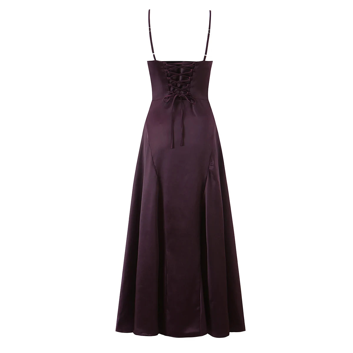 Laced Back Satin Sling Slip Dress Layering Piece