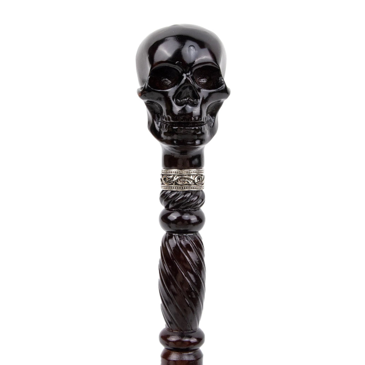 Black Skull Wooden Walking Stick Cosplay Sceptre Cane 93cm