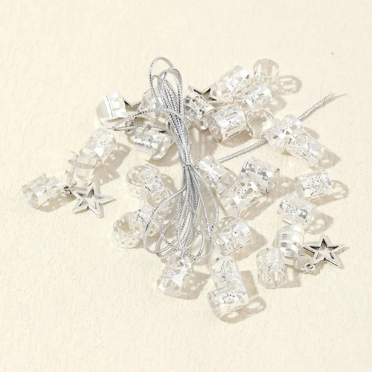 36pcs Mixed Sets Hair Ring Clips Dread Locks Hair Braiding Metal Cuffs