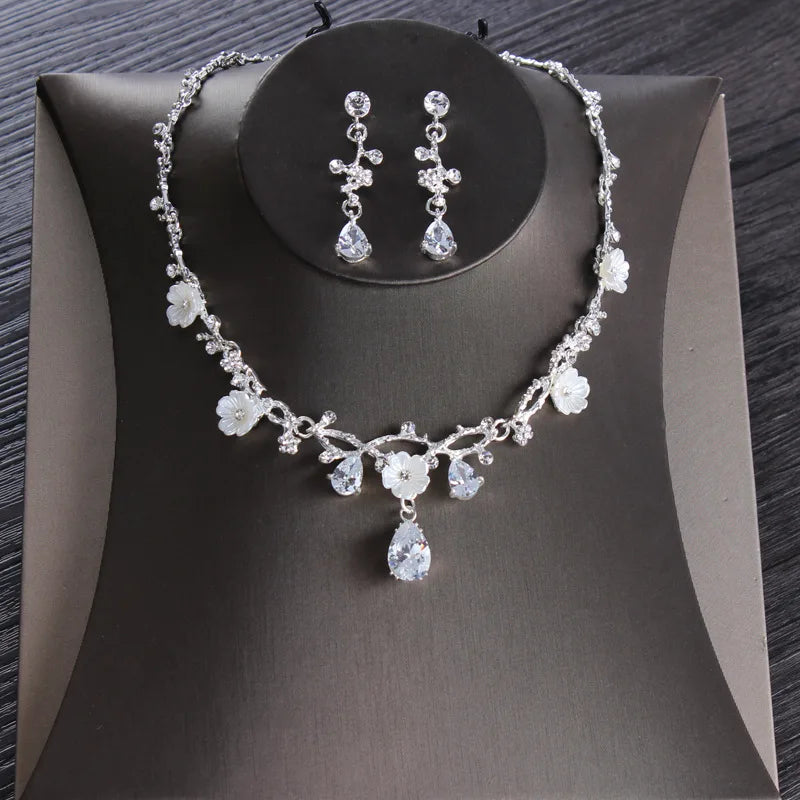 Bridal Jewellery Set - Crown, Earrings & Necklace