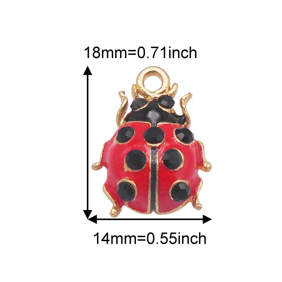 6PCS Enamel Red Ladybug Charms DIY Jewellery Making