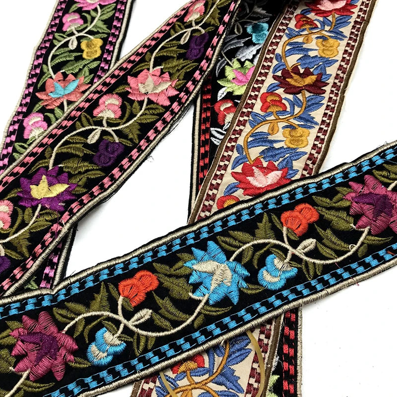 1 Yards Embroidered Rose Lace Trim Jacquard Ribbon DIY Craft Making Sewing Supplies