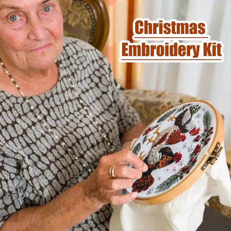Christmas Roosters DIY Embroidery Kit