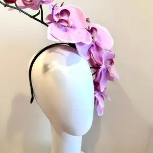 Handcrafted Large Realistic Orchid Statement Headpiece Floral Headband for Weddings Races Photoshoots