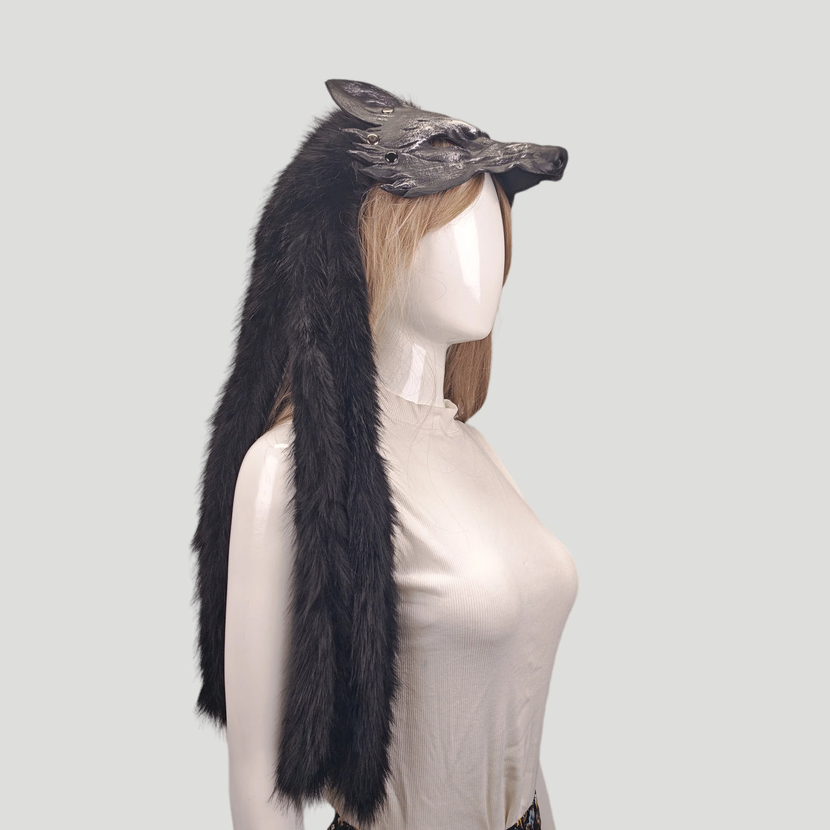 Unisex Viking Faux Fur Headdresses and Wolf Head Masks