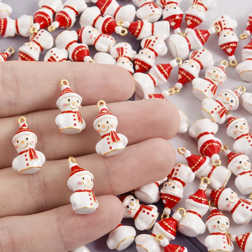 5pcs Christmas Charm Enamel Apple Socks Bell DIY Pendant Charms For Jewelry Making Keychain Earrings Bulk Handmade Material Gift