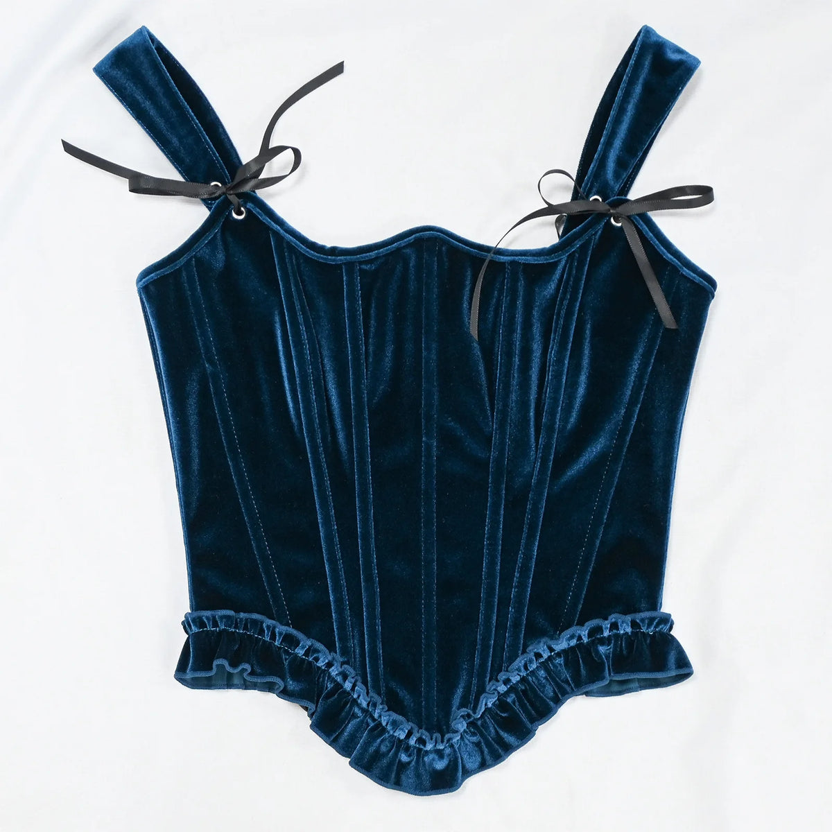 Delphine's Velvet Corset Over Bust Lace Up Boned Bodice 4 Colours