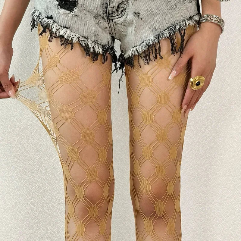 Diamond Check Fishnet Tights Pantyhose