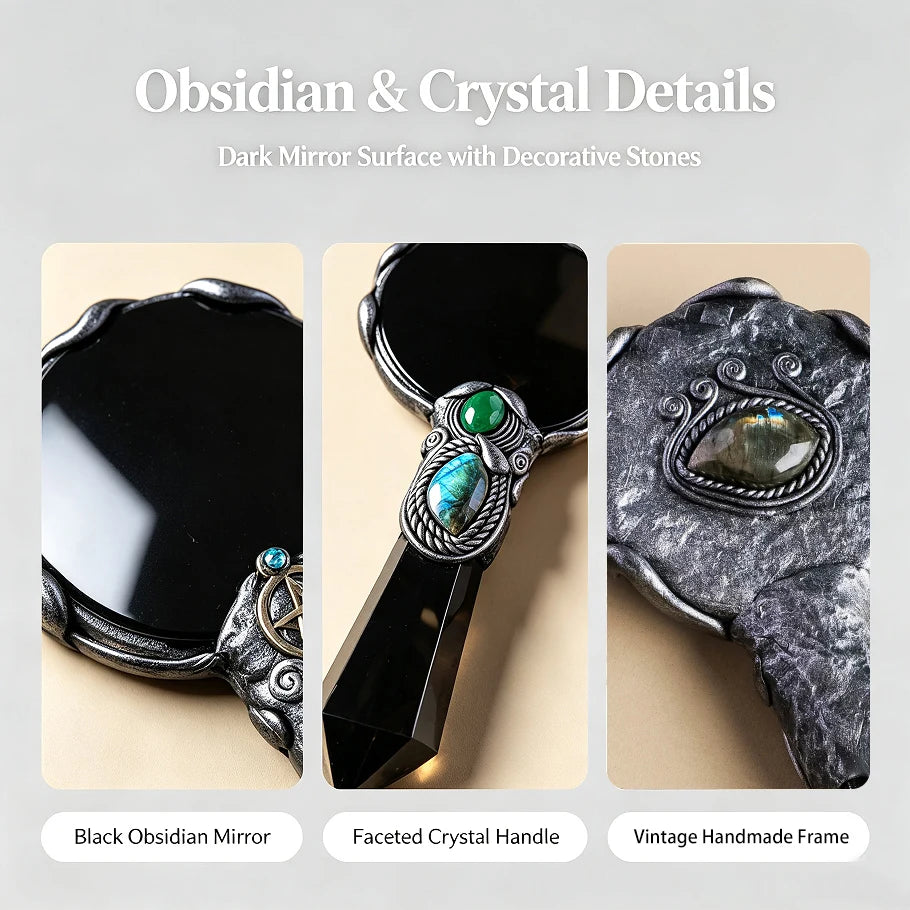 Black Obsidian Scrying Mirror Divination Plate Witch's Altar Decor