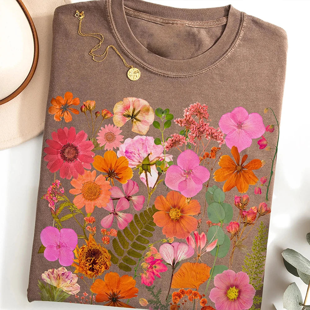 Pressed Flower T-shirt Nature Lover Tee Gardener Gift