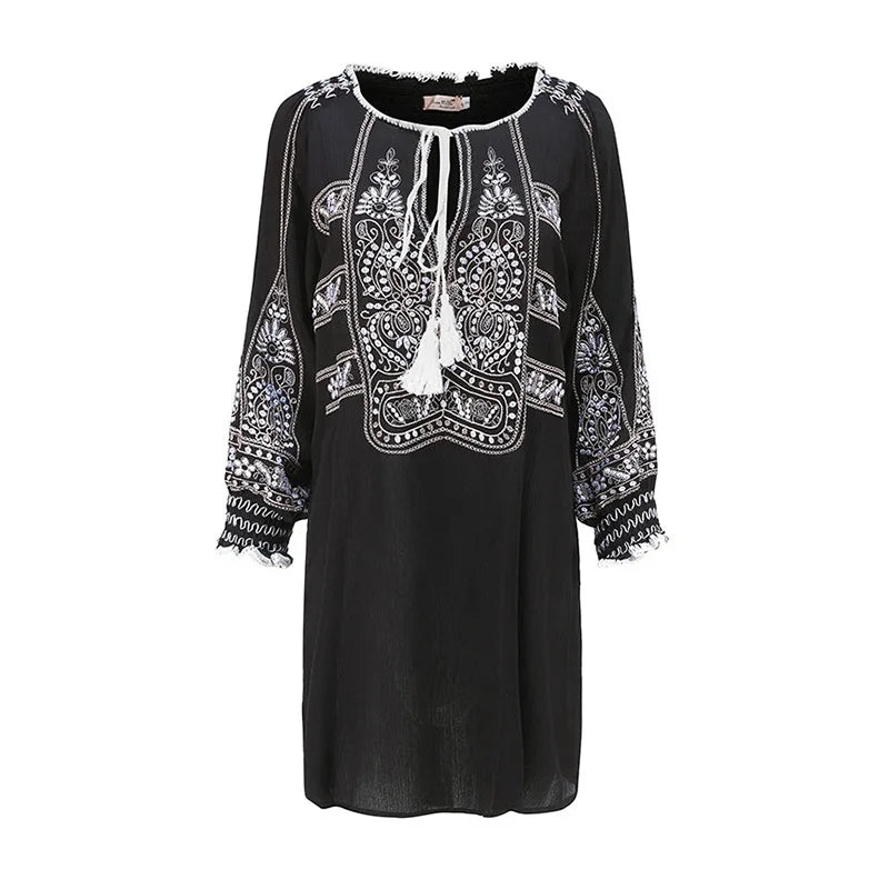 Mirai's Embroidered Boho Dress