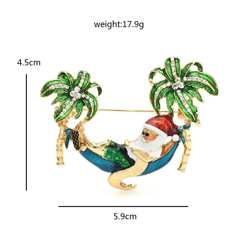 Santa Clause On Vacation Enamel Brooch