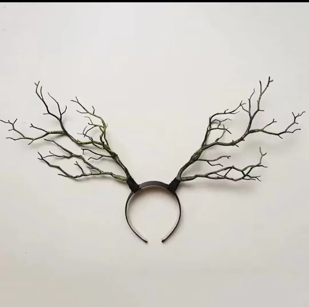 Forest Goddess Headwear Antler Deer Flower Crown Headbands Long Branches Photo Shoot Props