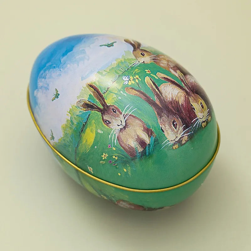 Metal Tin Easter Egg Candy Boxes Rabbit Chick Gift Box