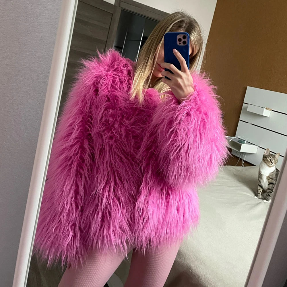 Faux Fur Coats Y2k Punk Rave Winter Jackets