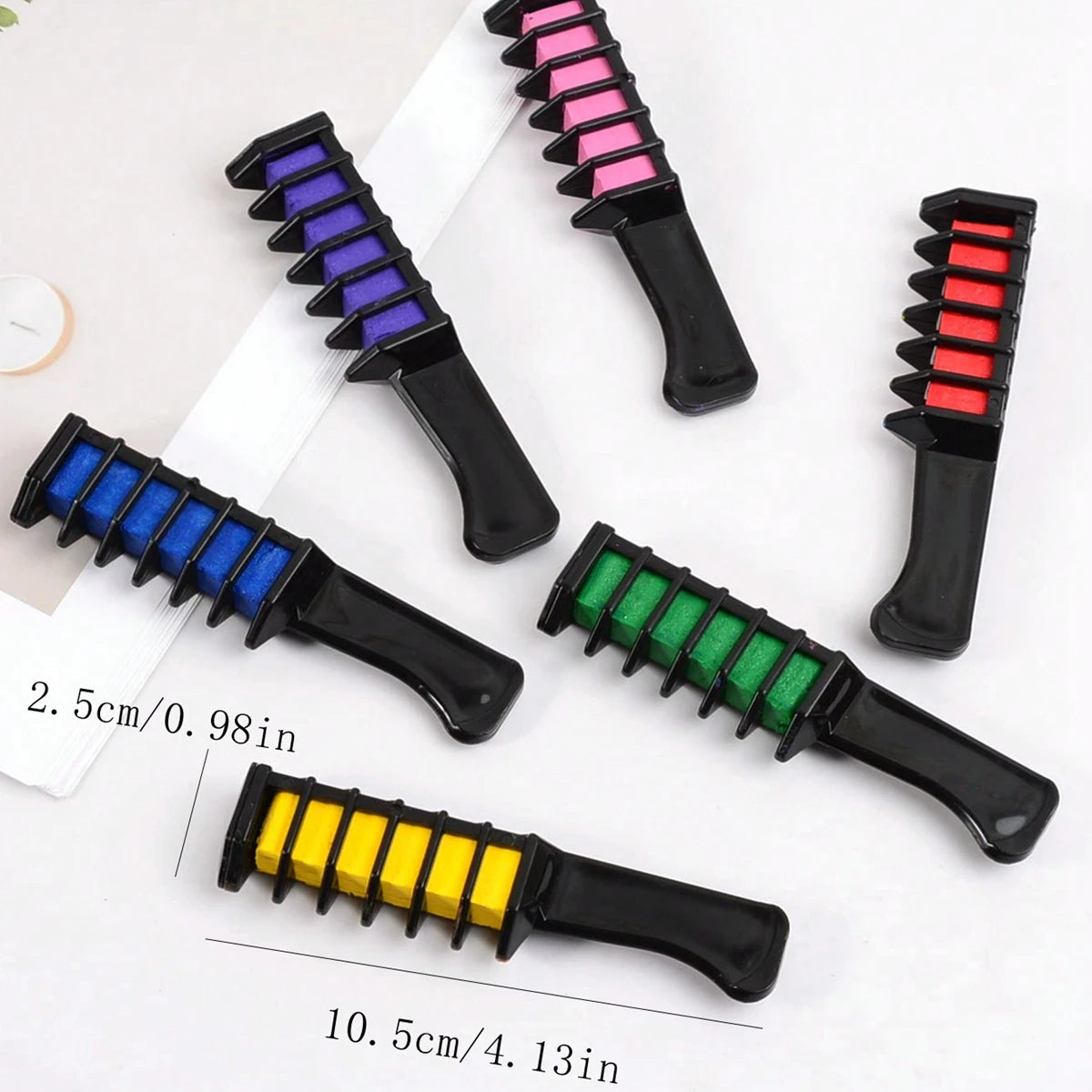 Sets of 6 Hair Chalk Combs Temporary Hair Colour Washable Hair Dye