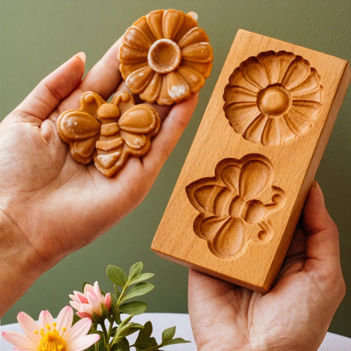 Gardener's Treats Wooden Cookie Moulds Baking Press Embossing Tools Gifts