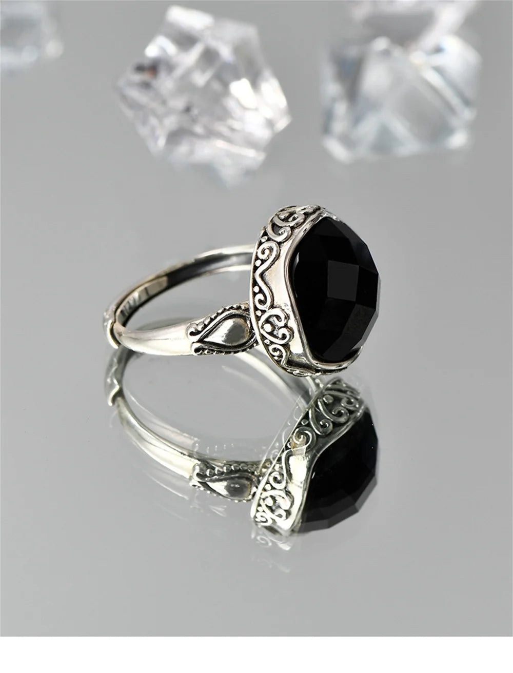 The Night's Court S925 Sterling Silver Ring Ancient Totem Rhombus Agate
