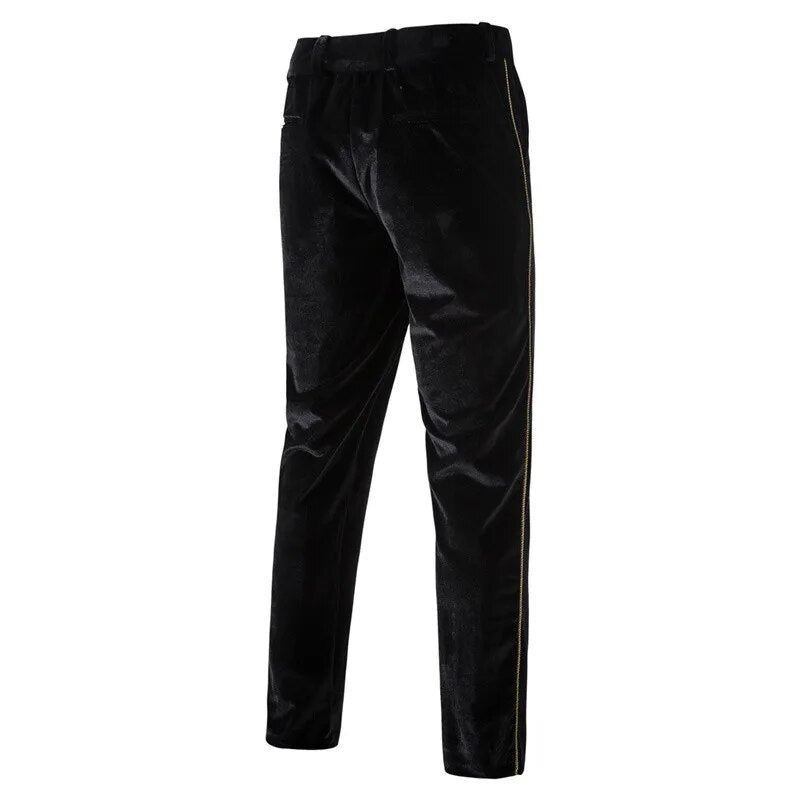 Plush Velvet Suit Two-piece Mens Party Suits Double Breasted Tuxedo Blazers & Pants