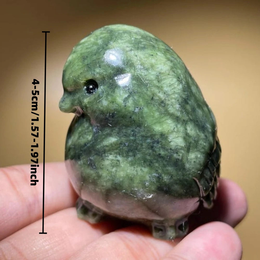 Natural Xiuyan Jade Stone Bird Figurine Hand Carved Crystal Animal Sculpture Home Desktop Decor Gift Idea