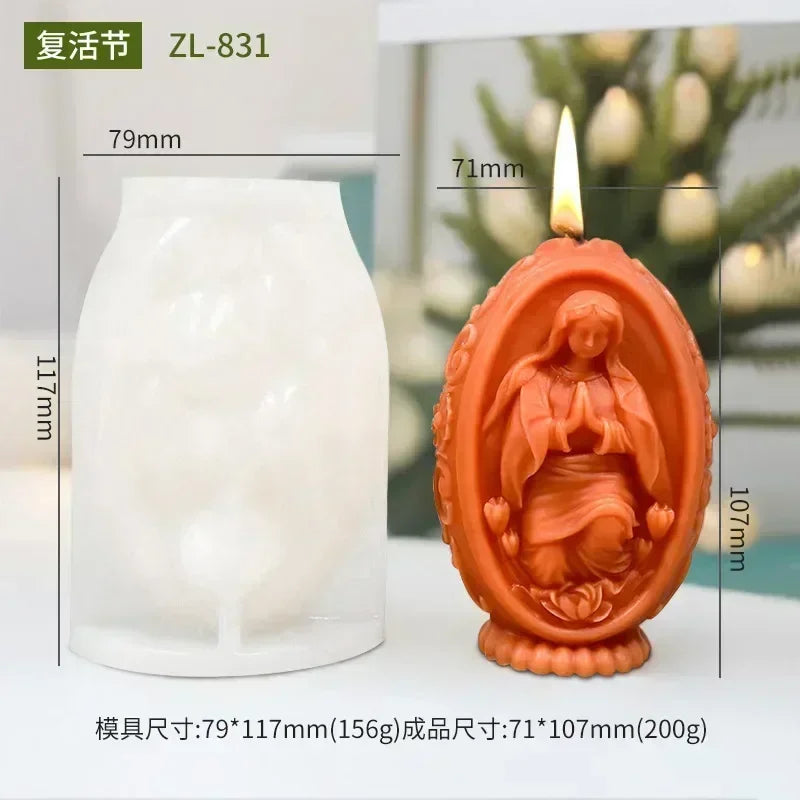 3D Easter Rabbit Relief Egg Silicone Mould Resin Candle Soap Plaster DIY Crafts