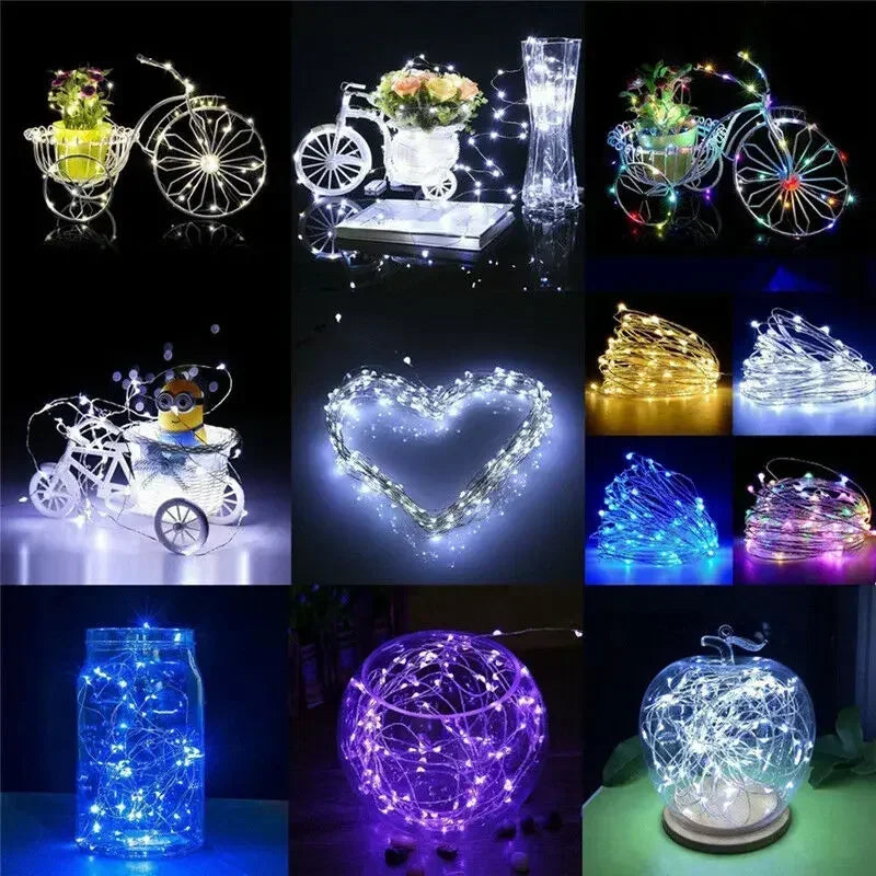 1m-30m Copper Wire LED String Light 8 Colours Fairy Lights Battery Powered
