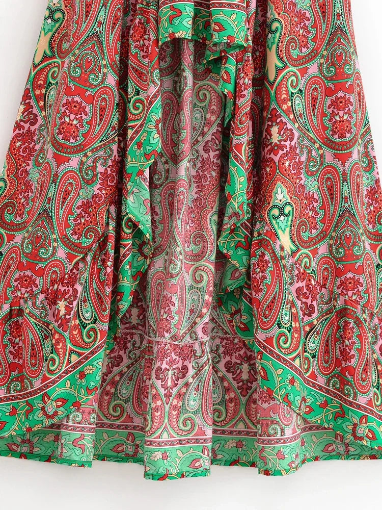Nahlia's Wild Floral Print High Low Beach Boho Skirt