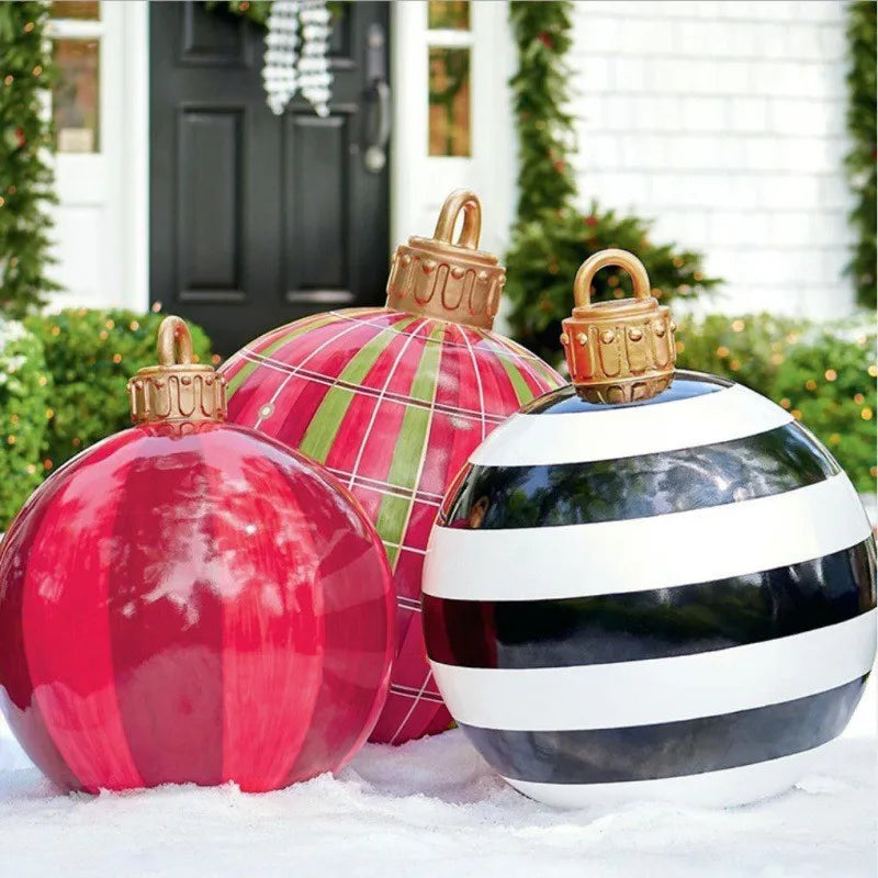 60cm Outdoor Christmas Inflatable Baubles PVC Giant Xmas Balls Decorations Toy Ball