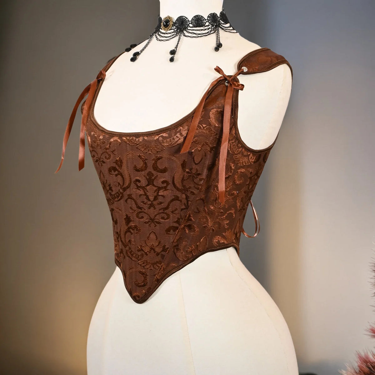 Jacquard Corset Bustier Overbust Boned