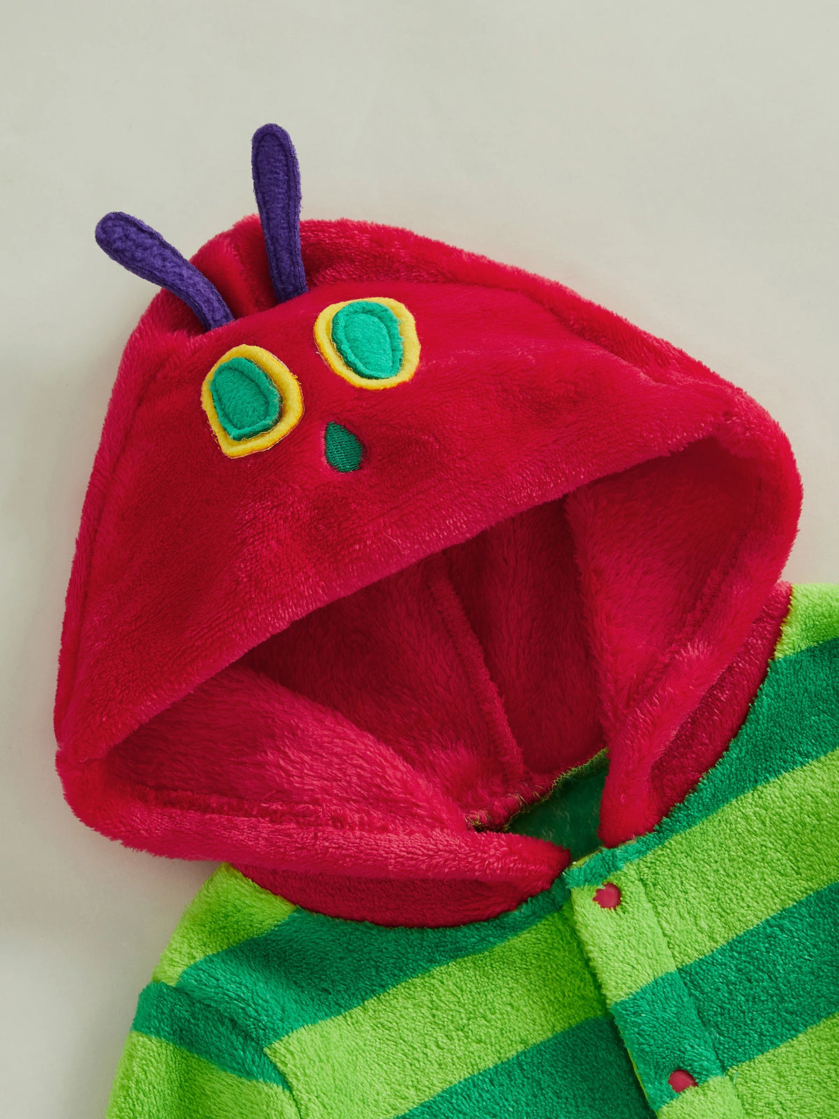 Hungry Caterpillar Baby Boys Girls Fall Winter Romper Long Sleeve Plush Costume Fleece Long Sleeve Hooded Jumpsuit