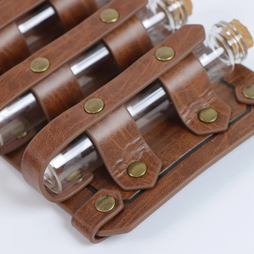 Apothecarist Medieval Leather Vial Holder Alchemy Potion Bottle Carrier for LARP Cosplay Belt Accessory