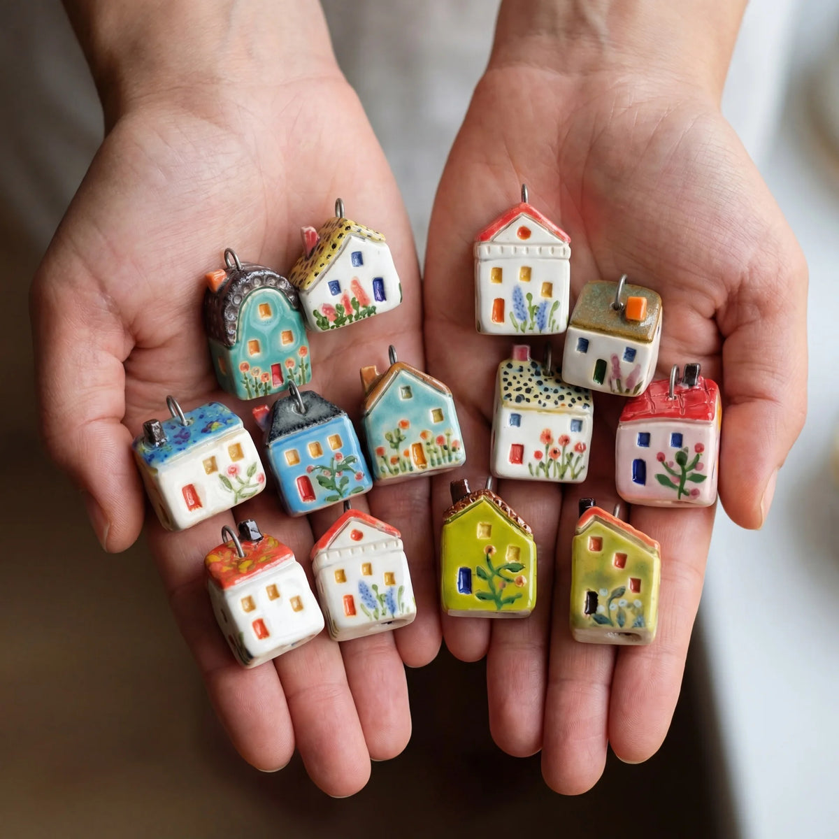 Ceramic House Charms English Cottage DIY Jewellery Making Necklace Bracelet Pendants