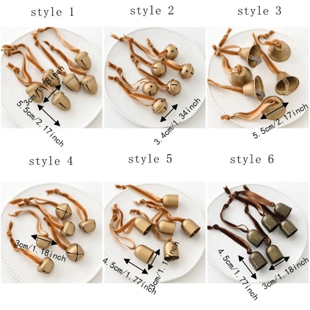 6PCS Iron Christmas Bell Pendant Crisp Sound Pinecone Bell Wind Chimes