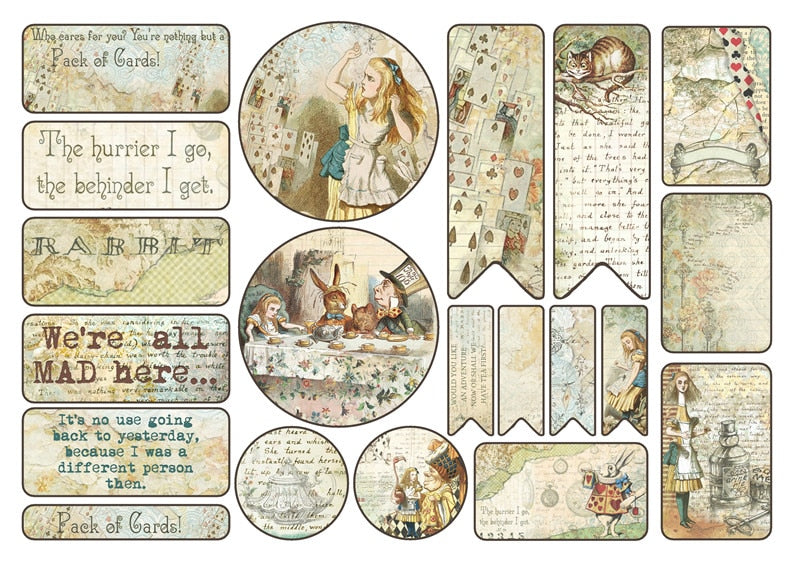 Vintage Alice In Wonderland Theme Scrapbooking Stickers