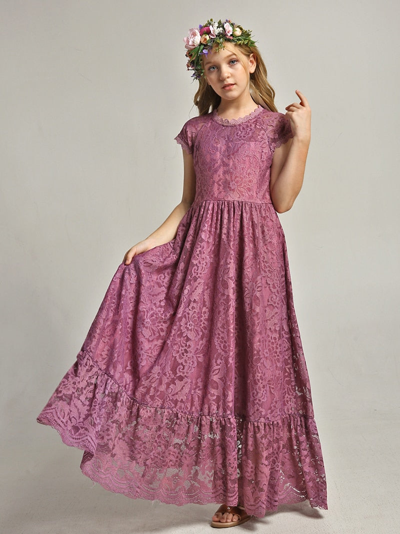 Girls Lace Bohemian Long Photoshoot Dresses