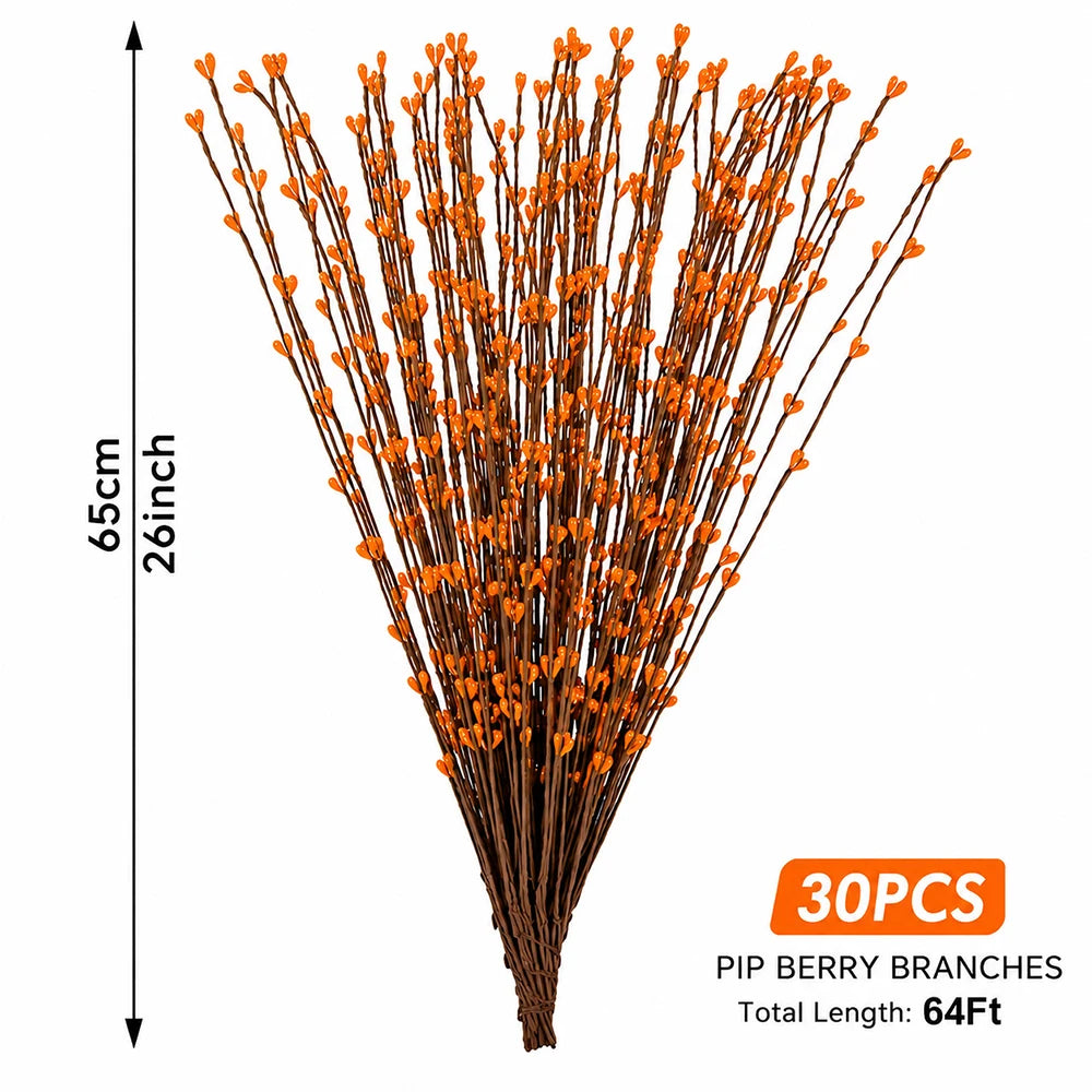 30PCS Artificial Red Pip Berry Picks 65cm Stems DIY Wreath Garland Christmas Decorations