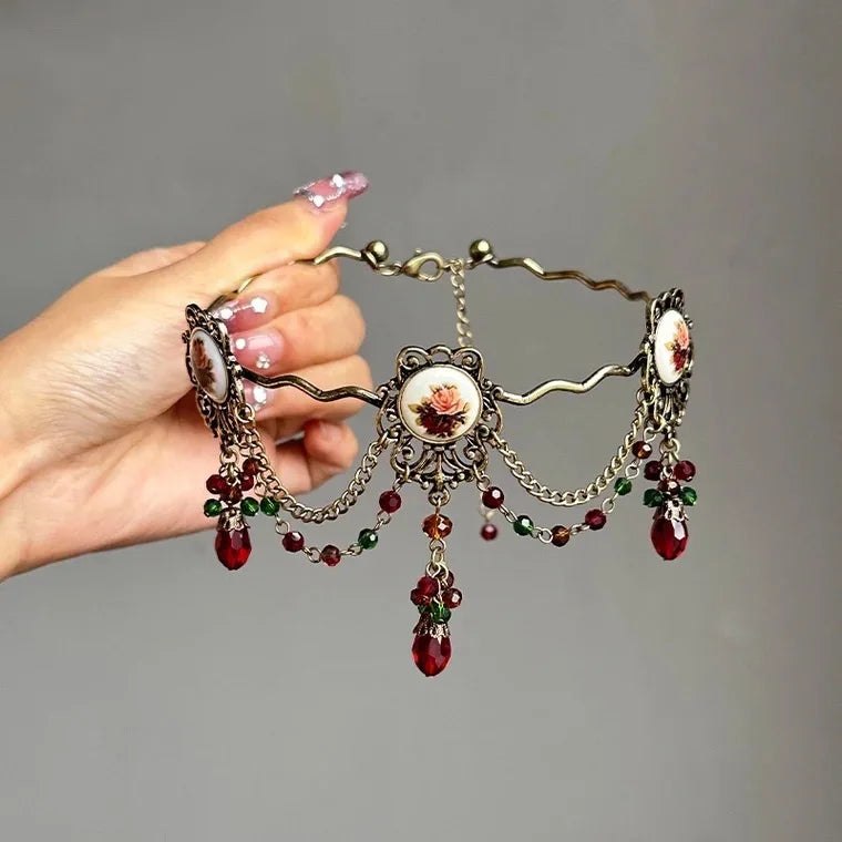 Victorian Ruby Drops Choker Necklace