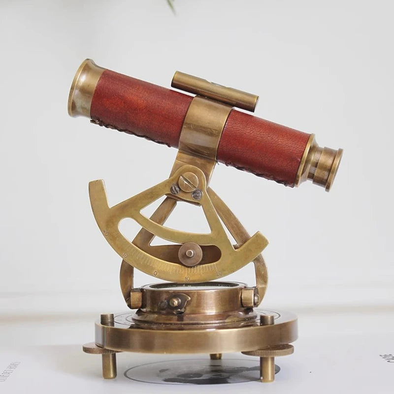 Antique Style Brass Navigational Compass Bubble Level Spyglass Desk Decor Nautical Home Decoration