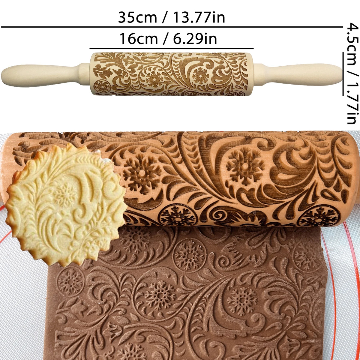 Christmas Wooden Embossing Print Rolling Pins