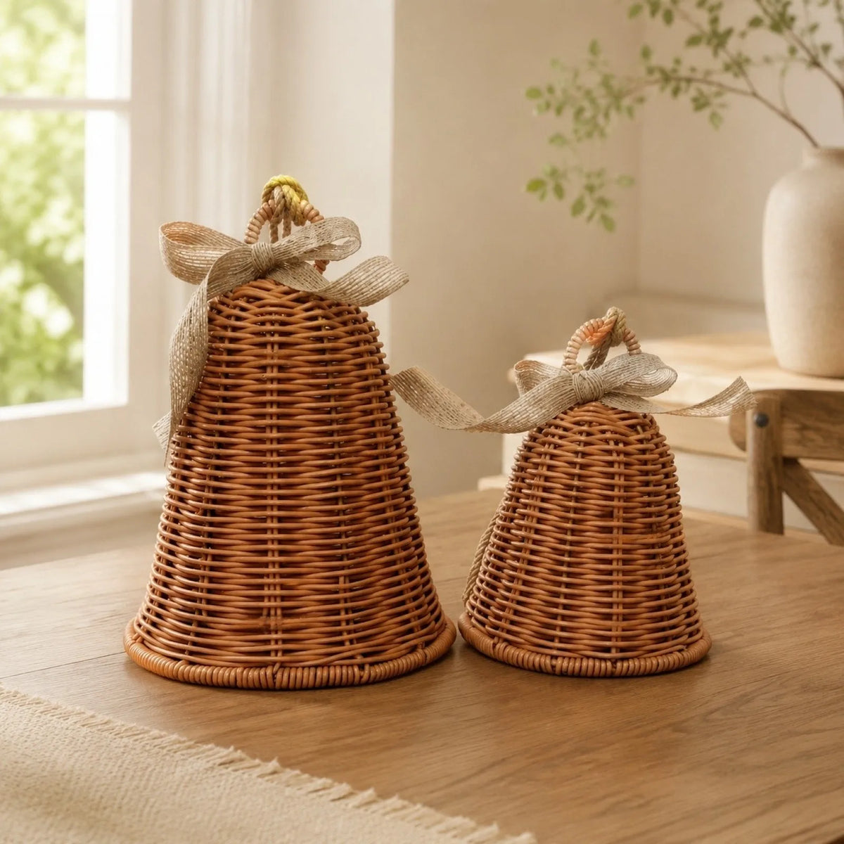 Rattan Bell Hanging Ornament Woven Pendant Christmas Decoration