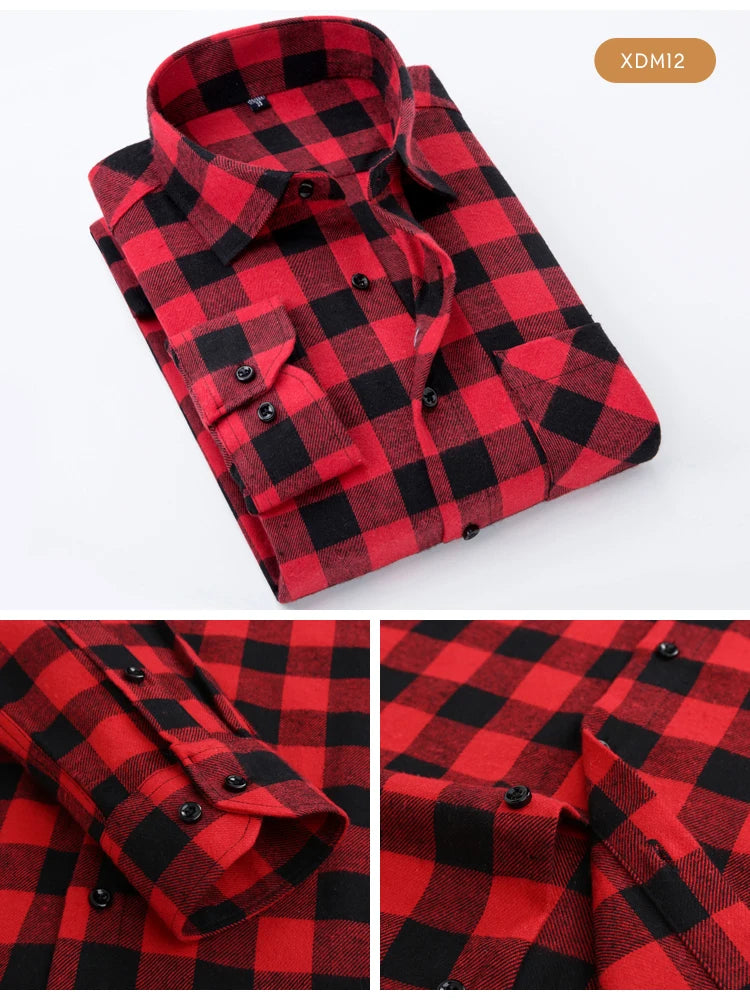 Woodsman Slim-fit Brushed Flannel Plaid Shirts 13 Colours