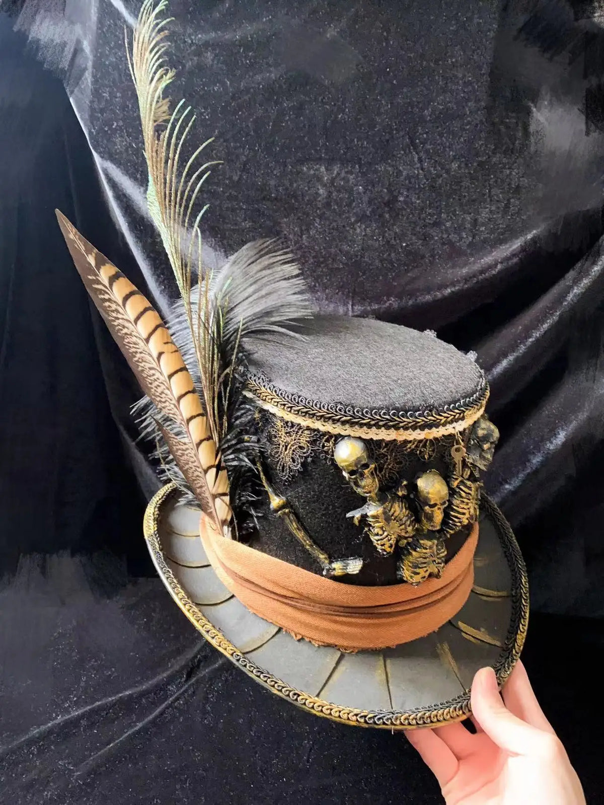 Pirate Hats Vintage Skull Feather Triangle Hats Halloween CosPlay Pirate Top Hat